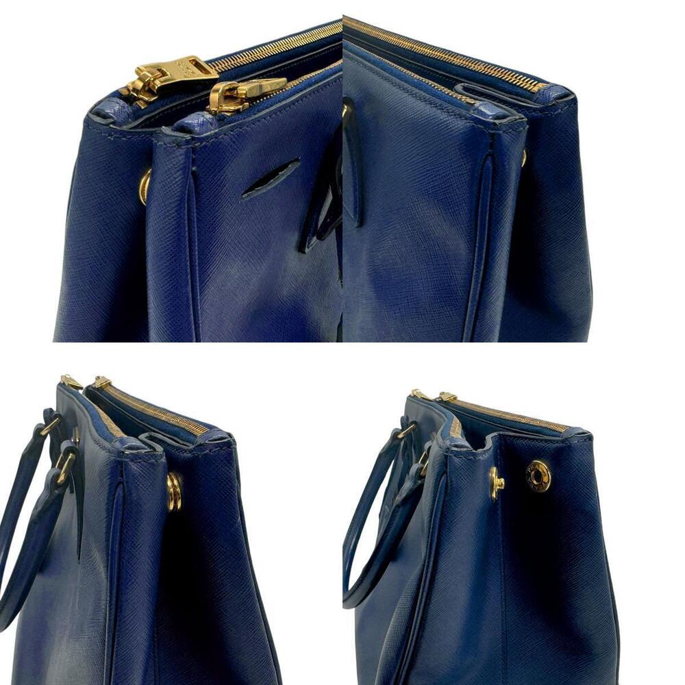 Prada Shoulder Galleria gold Saffiano 2way Navy Bag leather Blue Gold Blue - Picture 3 of 5